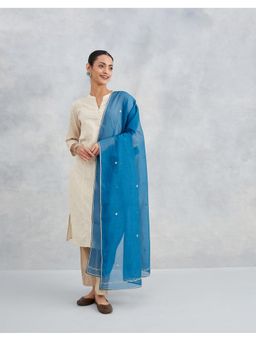 Fabindia - Blue Thread Work Cotton Silk Dupatta