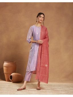 Fabindia - Pink Thread Work Women Cotton Silk Dupatta