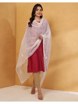 Fabindia - White Tassels Cotton Silk Dupatta