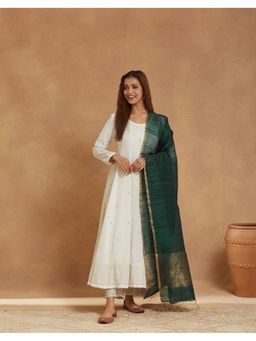 Fabindia - Green Tassels Silk Dupatta