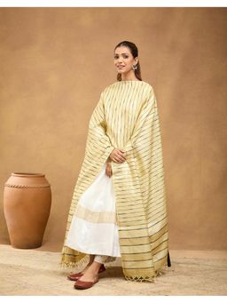 Fabindia - Beige Tassels Silk Blend Dupatta