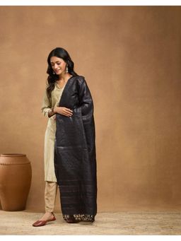Fabindia - Black Tassels Silk Blend Dupatta