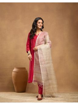 Fabindia - Beige Tassels Silk Dupatta