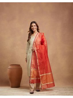 Fabindia - Orange Woven Linen Blend Dupatta