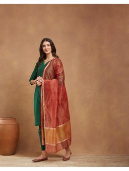 Fabindia - Maroon Woven Linen Blend Dupatta