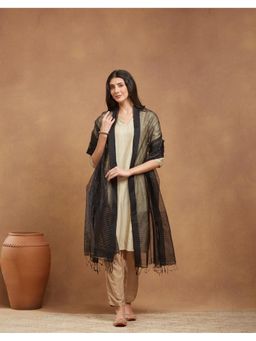 Fabindia - Black Embellished/Sequined Silk Blend Dupatta