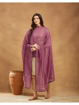 Fabindia - Mauve Thread Work Cotton Silk Dupatta