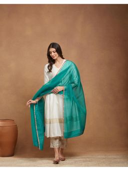 Fabindia - Teal Zari Silk Blend Dupatta