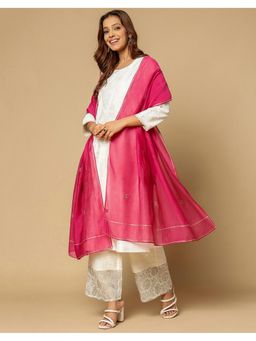 Fabindia - Pink Thread Work Women Cotton Silk Dupatta
