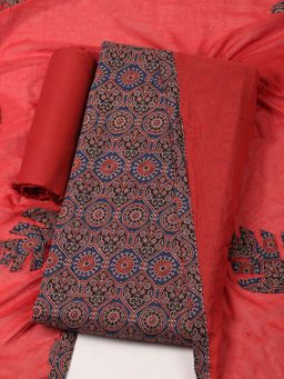 MEENA BAZAAR - Floral Cotton Multi-Color Unstitched Kurta with Unstitched Pant and Dupatta