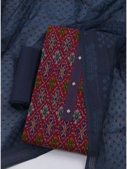 MEENA BAZAAR - Cotton Magenta Printed Unstitched Kurta with Unstitched Pant and Dupatta