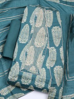 MEENA BAZAAR - Cotton Green Printed Unstitched Kurta with Unstitched Pant and Dupatta