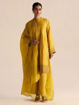 Ganga Fashions - Bamboo Yellow Festive Kurta with Pant and Dupatta