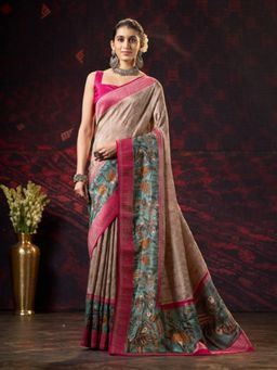 Garden VARELI - Women Multi-Color Viscose Printed Saree with Unstitched Blouse