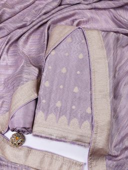 MEENA BAZAAR - Art Silk Lavender Woven Unstitched Kurta with Unstitched Pant and Dupatta