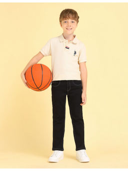 U.S. POLO ASSN. - Kids Boys Solid Relaxed Fit Mid Rise Jeans Black