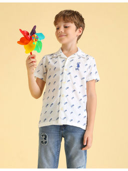 U.S. POLO ASSN. - Kids Boys Brand Printed Seersucker Shirt White