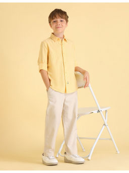 U.S. POLO ASSN. - Kids Boys Brand Solid Embroidered Twill Shirt Yellow