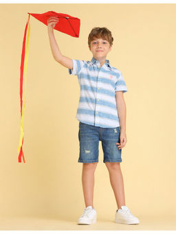 U.S. POLO ASSN. - Kids Boys Horizontal Stripes Regular Shirt Blue