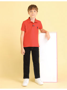 U.S. POLO ASSN. - Kids Boys Solid Regular Fit Polo T-Shirt Orange
