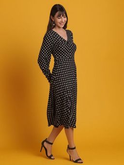 Freehand - Women Fit and Flared Polka Dot Sheath Dress