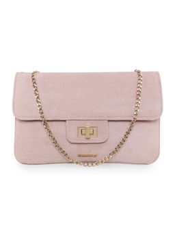 Accessorize London - Women's Peach Suedette Flat Fold Clutch