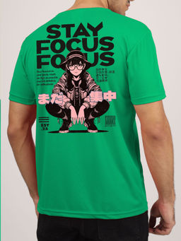 Greylongg - Men Green Polyester Graphic T-Shirt