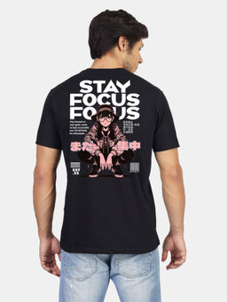 Greylongg - Men Black Polyester Graphic T-Shirt