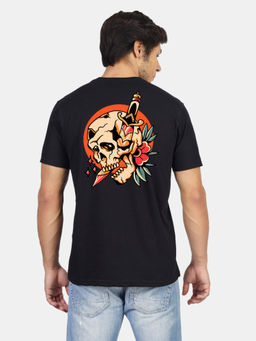 Greylongg - Men Black Polyester Graphic T-Shirt