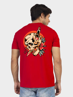 Greylongg - Men Red Polyester Graphic T-Shirt