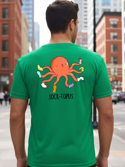 Greylongg - Men Green Polyester Graphic T-Shirt