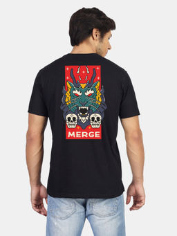 Greylongg - Men Black Polyester Graphic T-Shirt