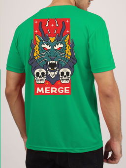 Greylongg - Men Green Polyester Graphic T-Shirt