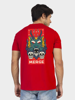 Greylongg - Men Red Polyester Graphic T-Shirt