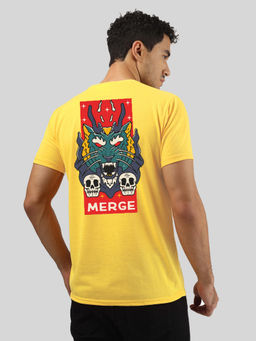 Greylongg - Men Yellow Polyester Graphic T-Shirt