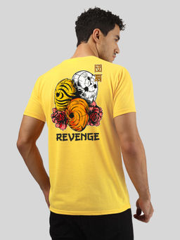 Greylongg - Men Yellow Polyester Graphic T-Shirt