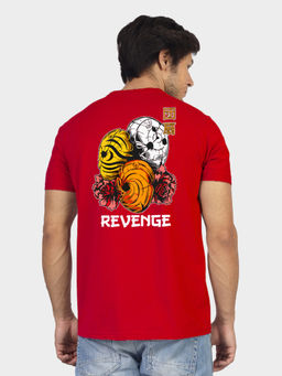 Greylongg - Men Red Polyester Graphic T-Shirt