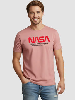 Greylongg - Men Pink Polyester Typography T-Shirt