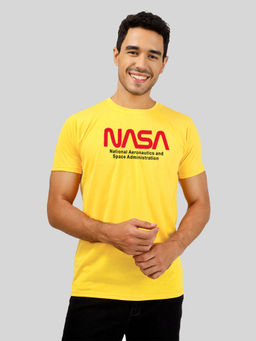 Greylongg - Men Yellow Polyester Typography T-Shirt