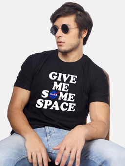 Greylongg - Men Black Polyester Typography T-Shirt