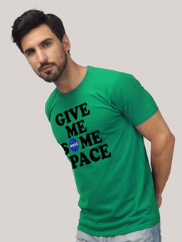 Greylongg - Men Green Polyester Typography T-Shirt
