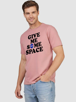 Greylongg - Men Pink Polyester Typography T-Shirt