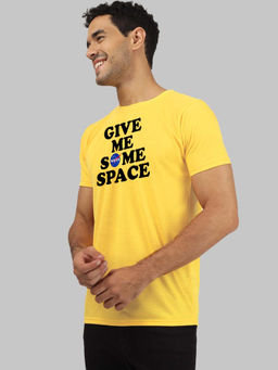 Greylongg - Men Yellow Polyester Typography T-Shirt