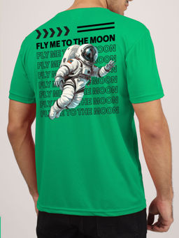 Greylongg - Men Green Polyester Graphic T-Shirt