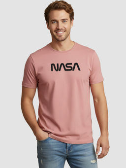 Greylongg - Men Pink Polyester Graphic T-Shirt