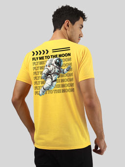 Greylongg - Men Yellow Polyester Graphic T-Shirt