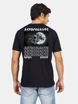 Greylongg - Men Black Polyester Graphic T-Shirt