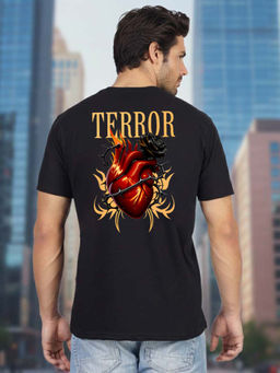 Greylongg - Men Black Polyester Graphic T-Shirt