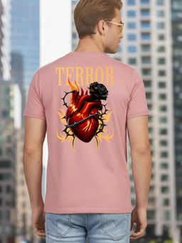 Greylongg - Men Pink Polyester Graphic T-Shirt
