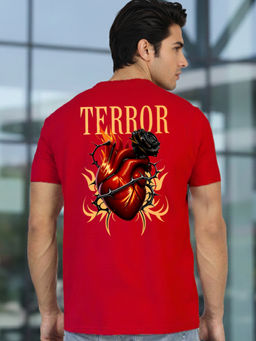 Greylongg - Men Red Polyester Graphic T-Shirt